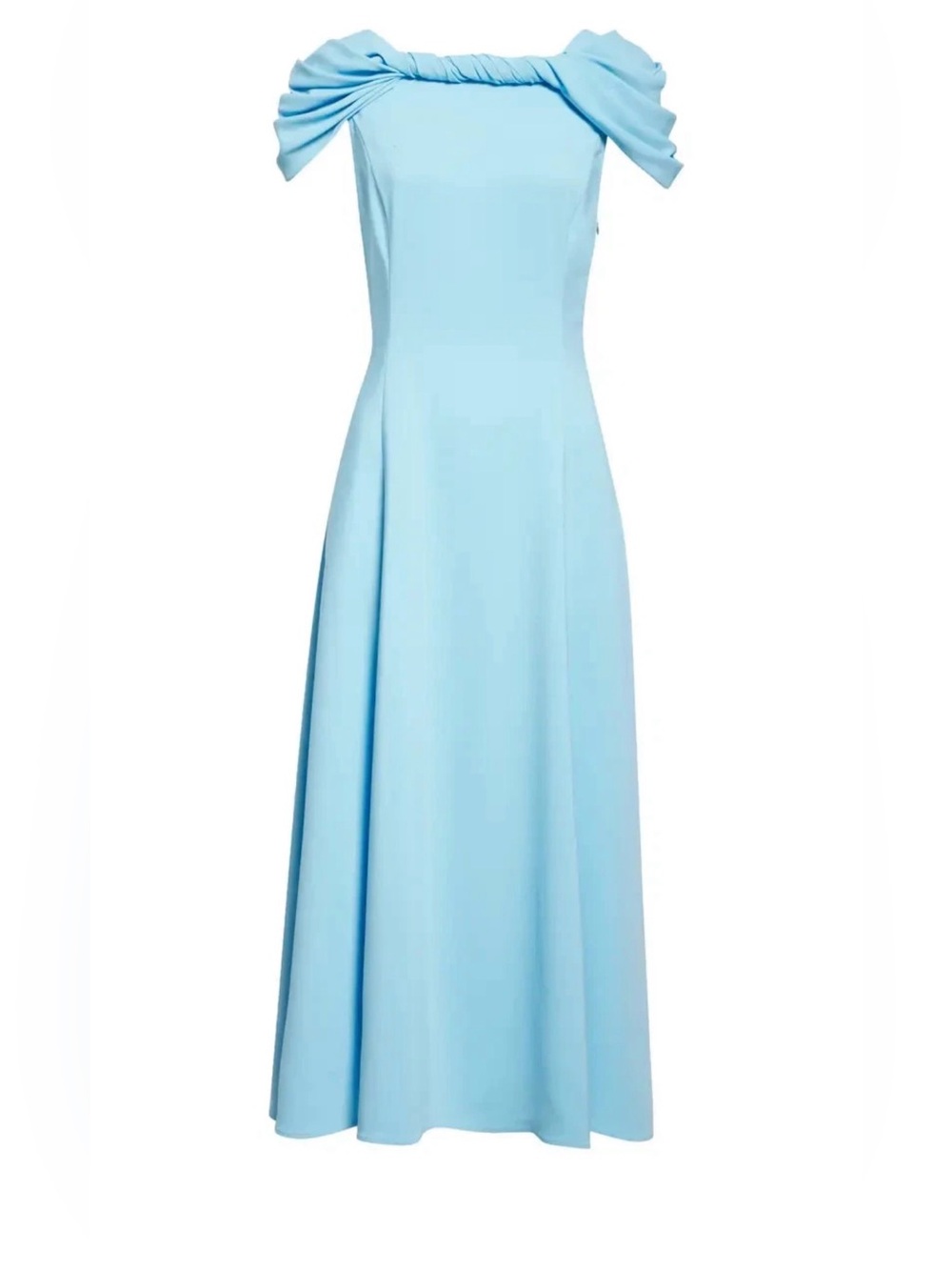 Oscar de la Renta Twist Detail Cap Sleeve Stretch Cady Midi Dress